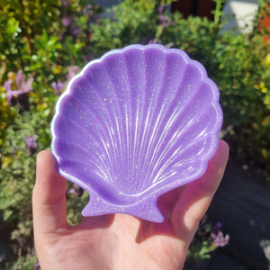 Purple Glitter Shell Trinket Tray