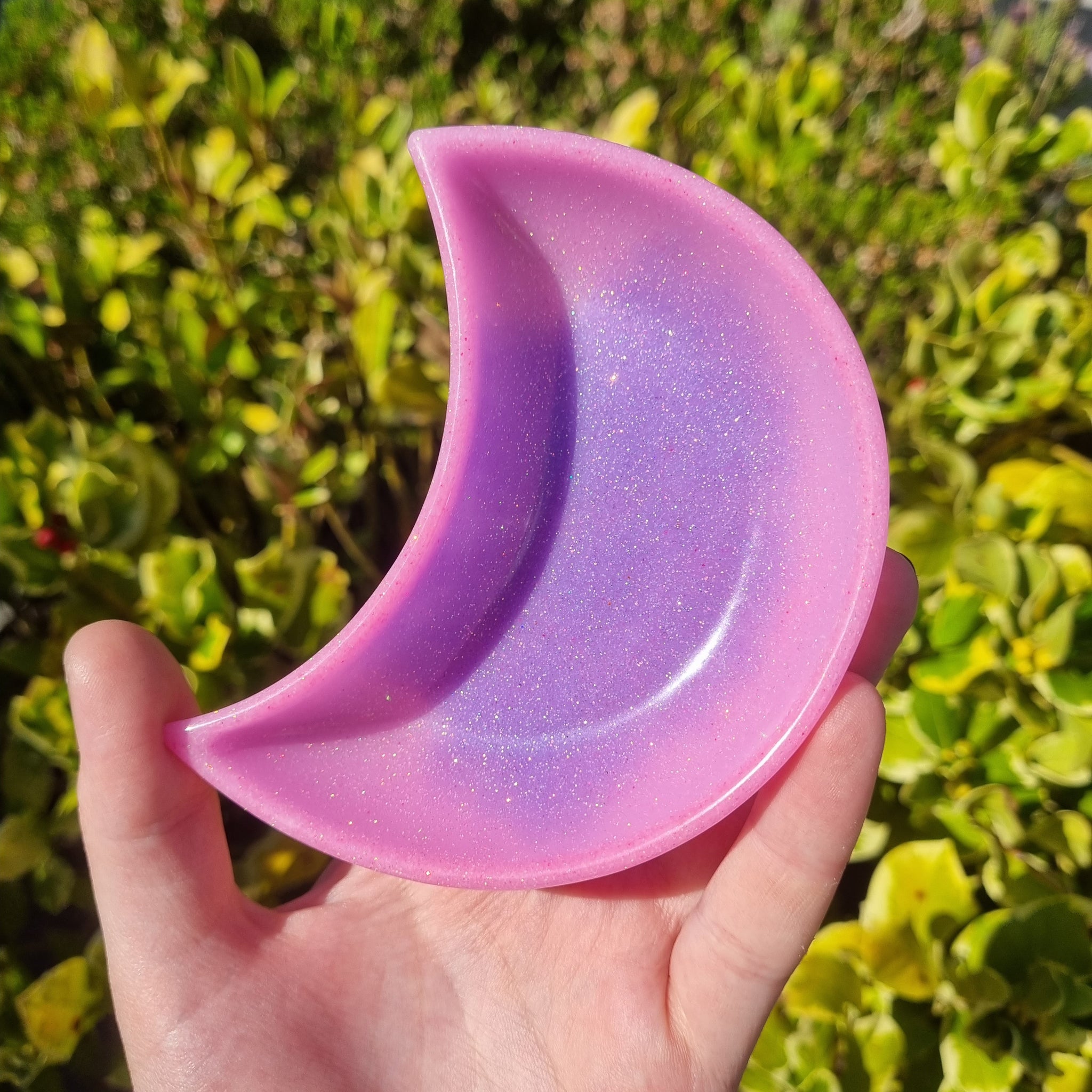 Pastel Pink and Purple Glitter Mini Moon Trinket Tray