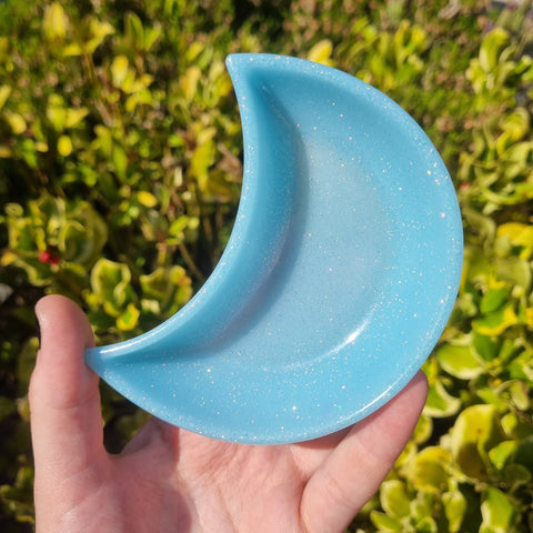Pastel Blue Glitter Mini Moon Trinket Tray