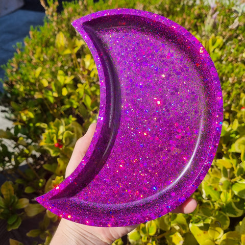 Fuschia Glitter Moon Trinket Tray