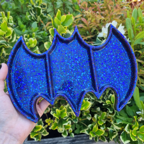 Blue Glitter Bat Trinket Tray