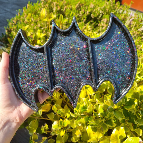 Black Glitter Bat Trinket Tray