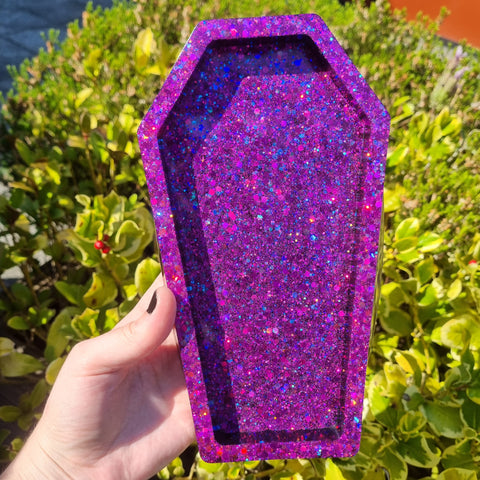 Fuschia Glitter Coffin Trinket Tray