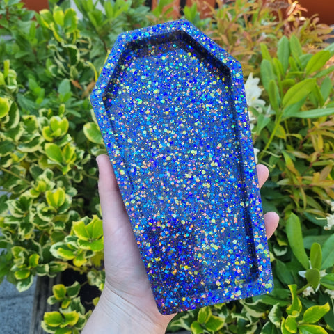 Blue Multi Glitter Coffin Trinket Tray